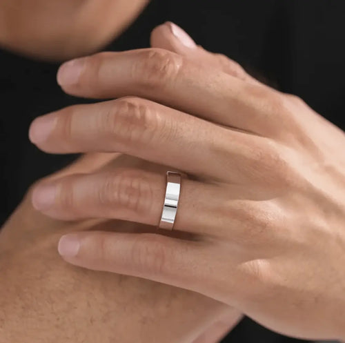 Nura Lab men’s engagement ring plain band in platinum