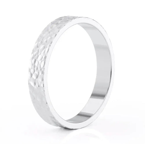 Nura Lab hammered men’s engagement ring plain band in platinum
