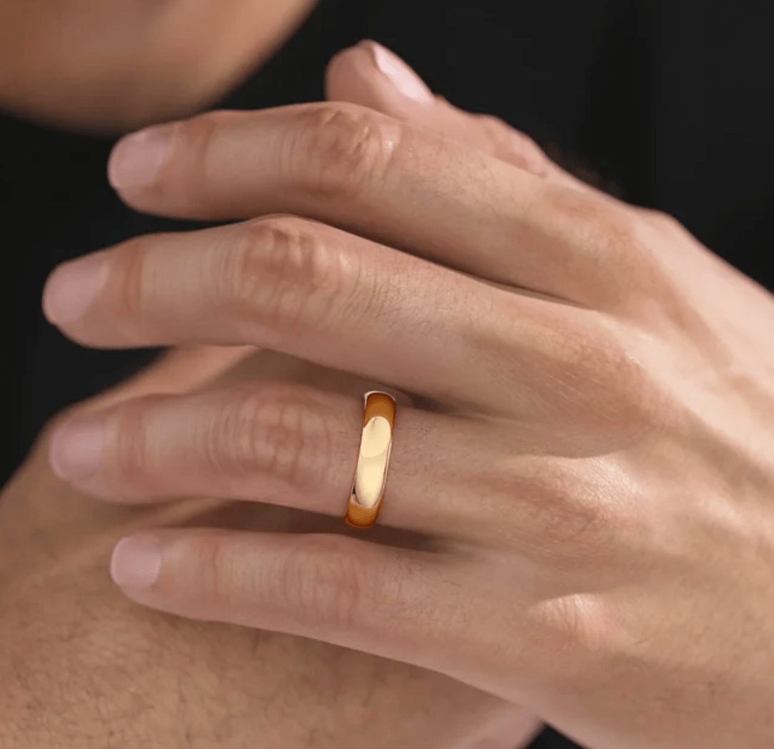 Nura Lab men’s wedding ring plain band in 9K white gold