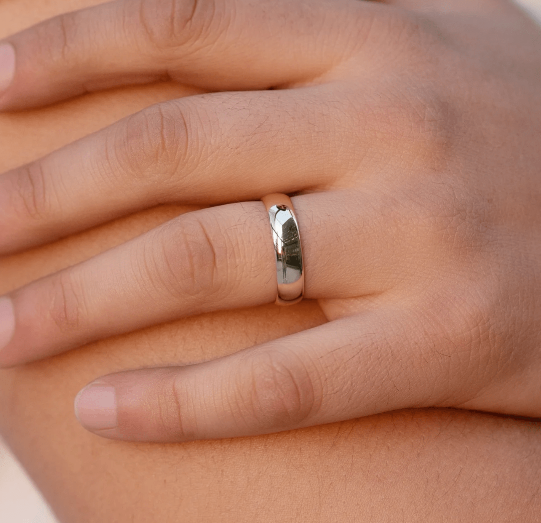 Nura Lab men’s wedding ring plain band in 18K white gold