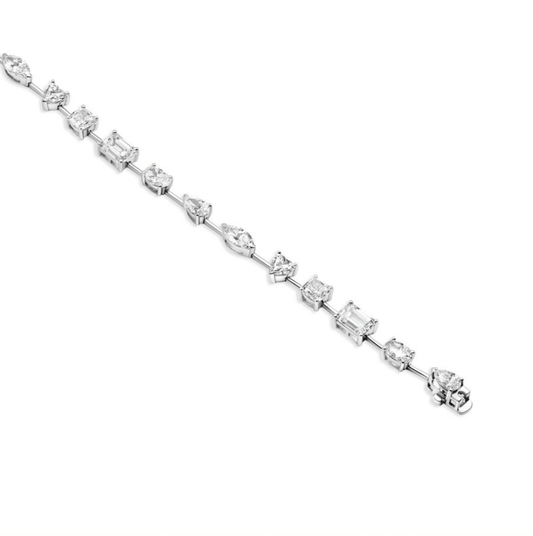 14K White Gold Lab-Created Multi-Shape Tennis Bracelet