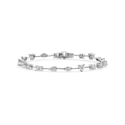 14K White Gold Lab-Created Multi-Shape Tennis Bracelet Nura Lab