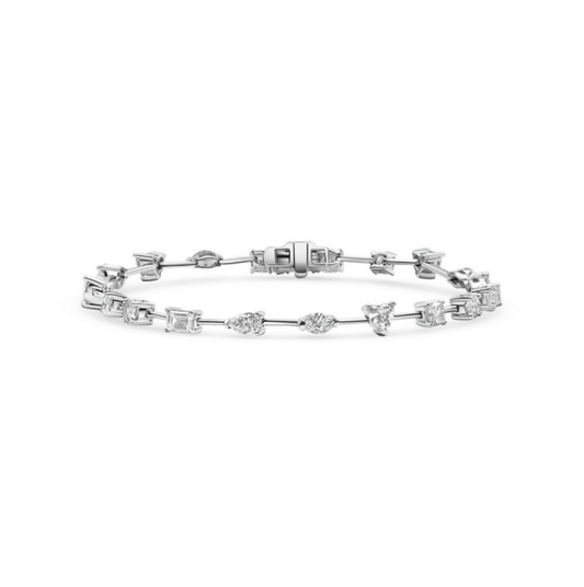 14K White Gold Lab-Created Multi-Shape Tennis Bracelet