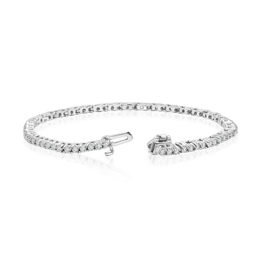 Nura Lab 2 Carat Lab-Grown Diamond Tennis Bracelet in 14K White Gold, 7 inch (18cm), VS–SI F–G