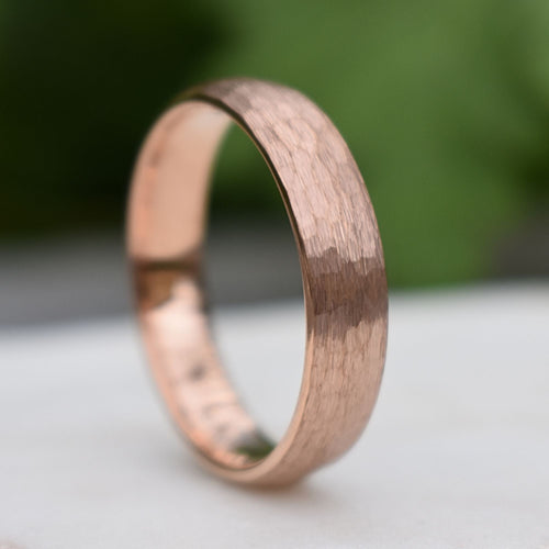 Evernorth II - Tungsten 6mm Wedding Ring Hammered Rose Gold with Comfort fit band - Nura Lab