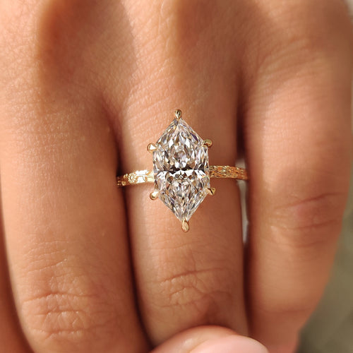 Rosalie June - Nature Inspired Dutch Marquise Engagement Ring in Sunflower Design