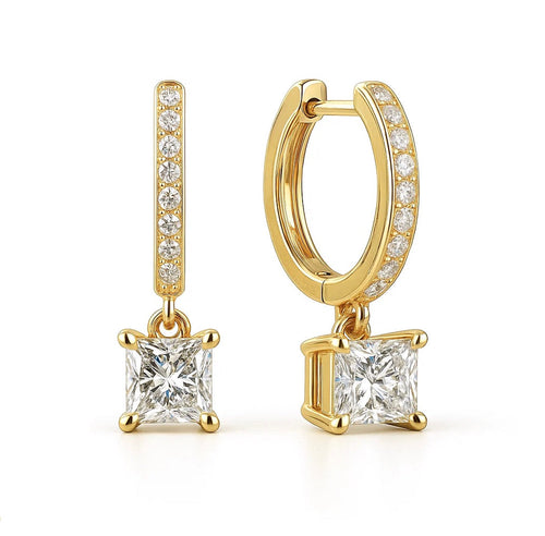 Sutton Princess-Cut Moissanite Earrings by Nura Lab