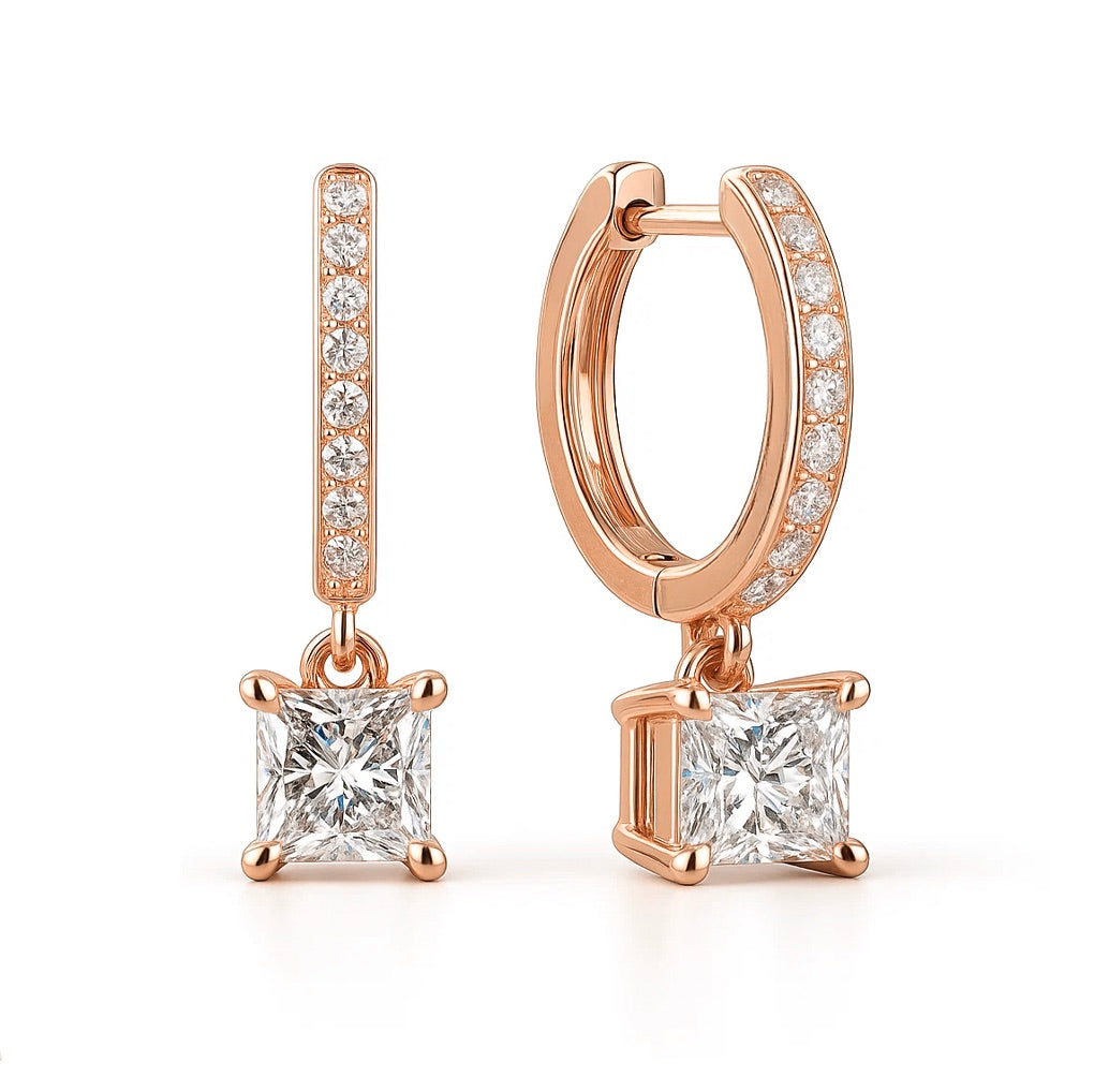 Sutton Princess-Cut Moissanite Earrings by Nura Lab