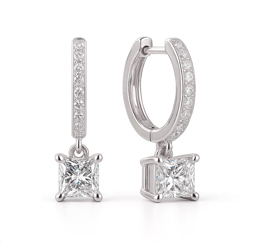 Sutton Princess-Cut Moissanite Earrings by Nura Lab