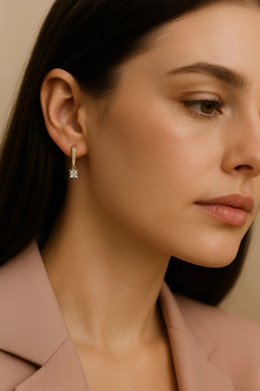 Sutton Princess-Cut Moissanite Earrings by Nura Lab