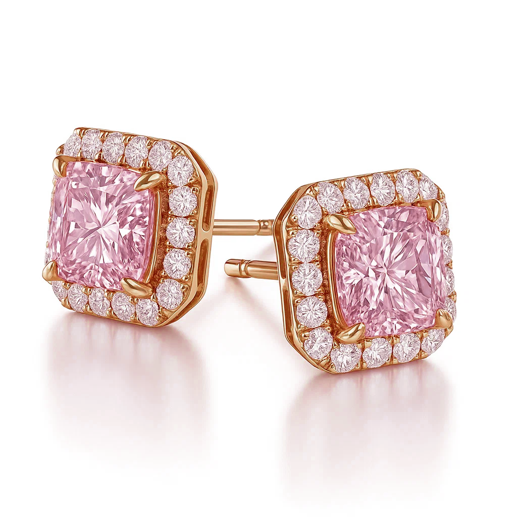 Rosalía Cushion-Cut Moissanite Stud Earrings by Nura Lab