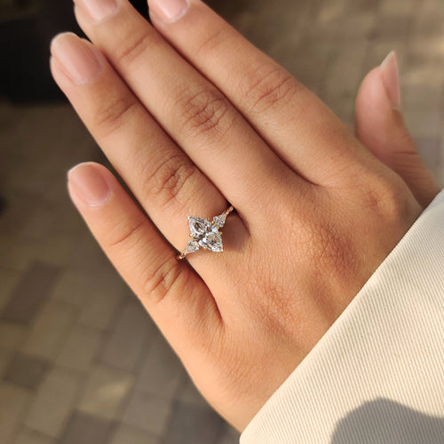 Rosalie Belle - Vintage Style Marquise Diamond Ring with Basket Filigree Details