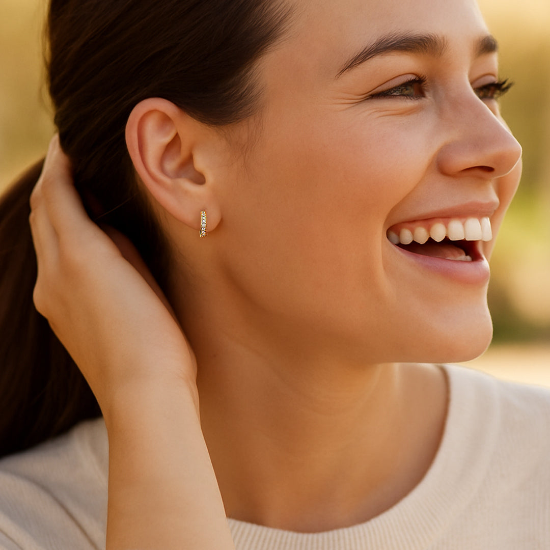 Channel-Set Hoop Moissanite Earrings by Nura Lab