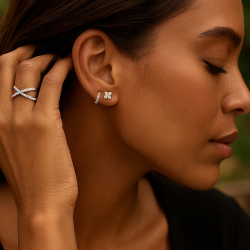 Channel-Set Hoop Moissanite Earrings by Nura Lab