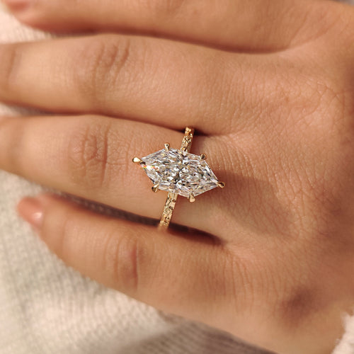 Rosalie June - Nature Inspired Dutch Marquise Engagement Ring in Sunflower Design