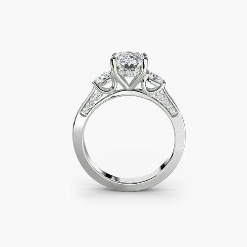 Three Stone with Pavé Shoulders.