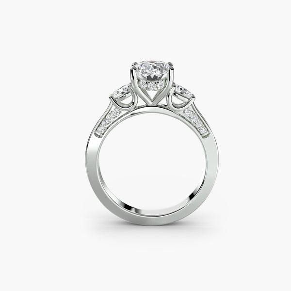 Sienna - Three Stone with Pavé Shoulders Lab Grown Diamond Engagement Ring