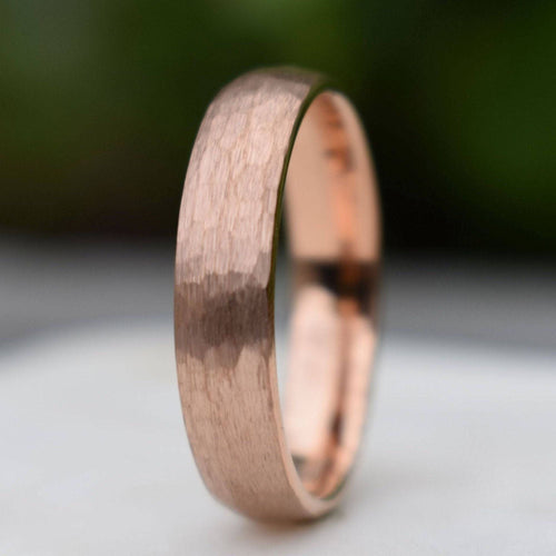 Evernorth II - Tungsten 6mm Wedding Ring Hammered Rose Gold with Comfort fit band - view 6 - Nura Lab