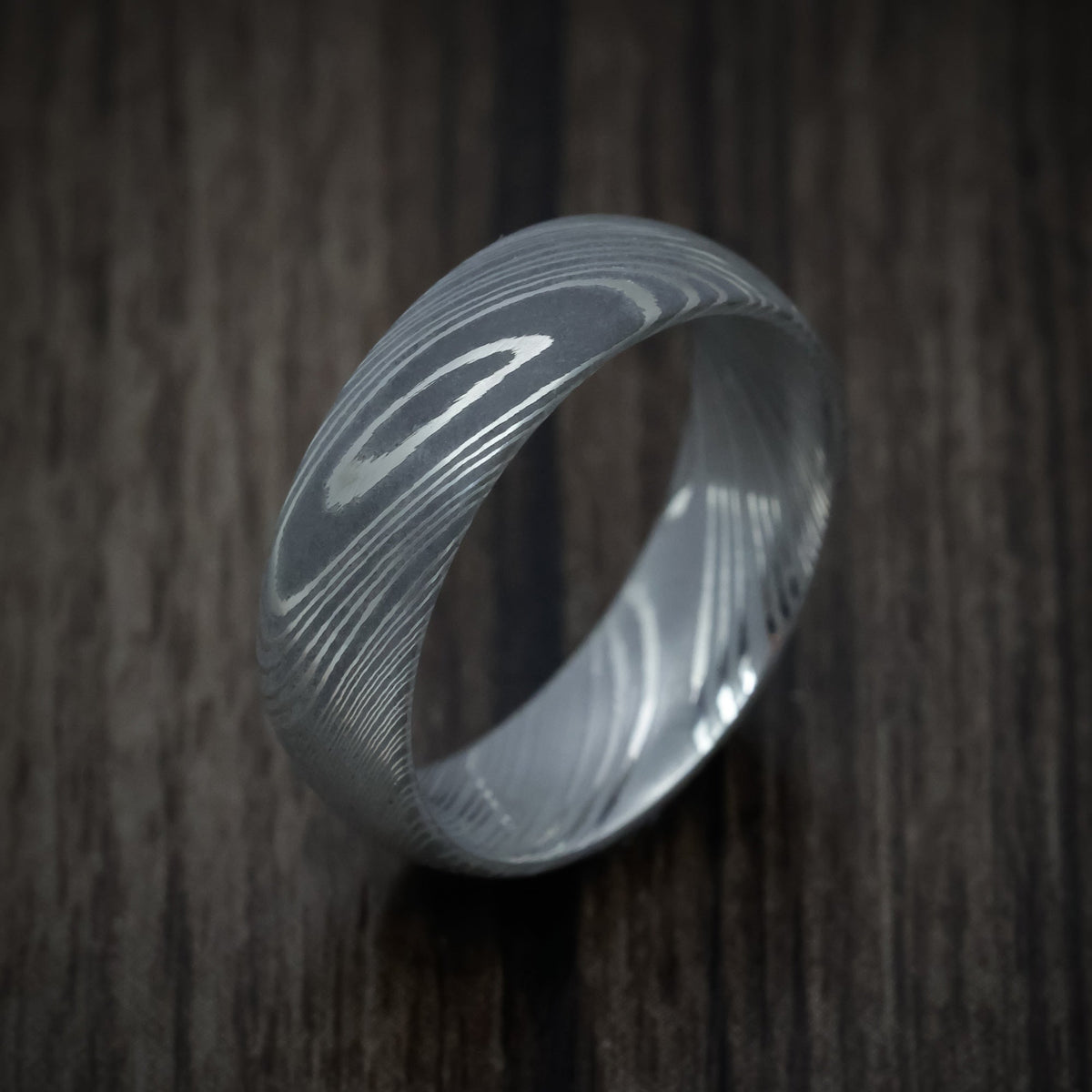King Arthur X - Damascus Steel Men's Wedding Ring - view 3 - Nura Lab