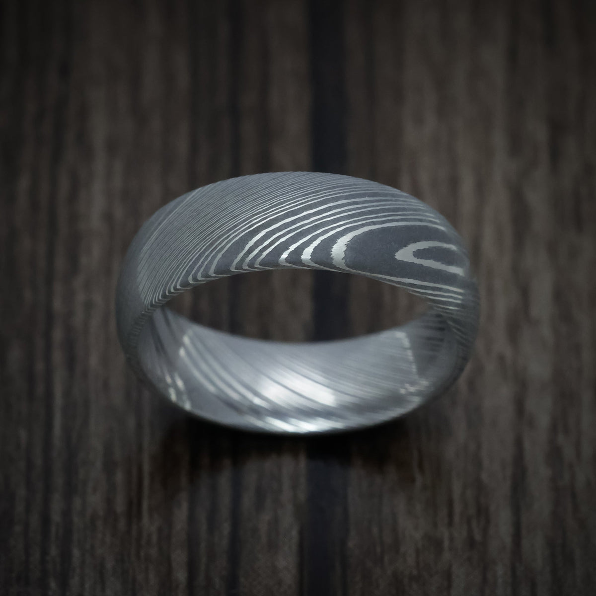 King Arthur X - Damascus Steel Men's Wedding Ring - view 2 - Nura Lab