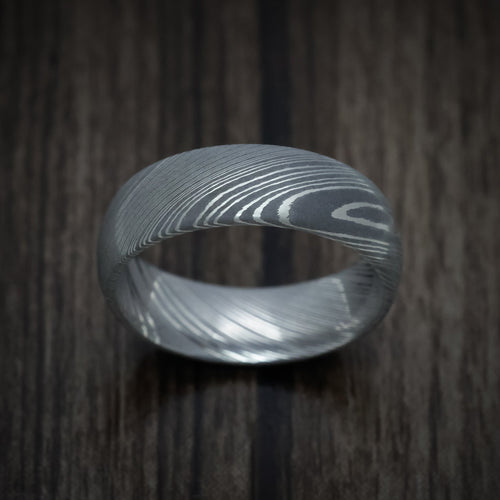 King Arthur X - Damascus Steel Men's Wedding Ring - view 2 - Nura Lab
