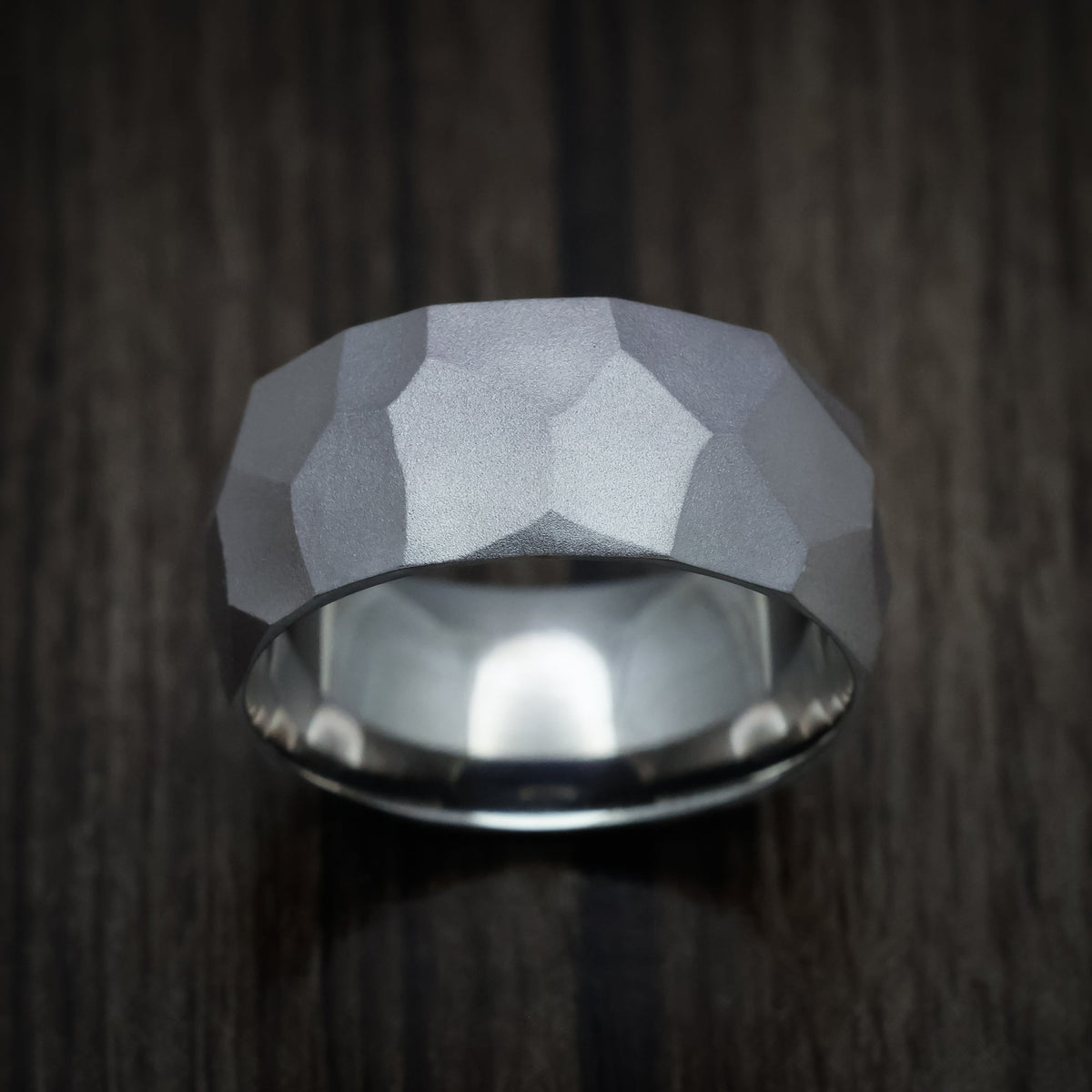 Rimu XIII - Tantalum Men's Wedding Ring with Glacier Finish Band - view 2 - Nura Lab