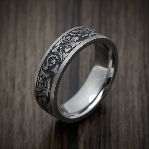 Northwind XIII - Tantalum Vintage Floral Mens Wedding Ring - view 3 - Nura Lab