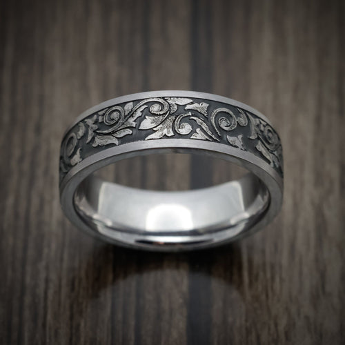 Northwind XIII - Tantalum Vintage Floral Mens Wedding Ring - view 2 - Nura Lab