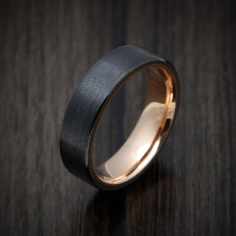 Slate XVIII - Black Zirconium Men's Wedding Ring with 14K Gold Sleeve - view 3 - Nura Lab