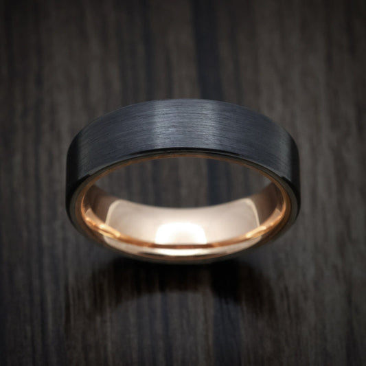 Slate XVIII - Black Zirconium Men's Wedding Ring with 14K Gold Sleeve - view 2 - Nura Lab