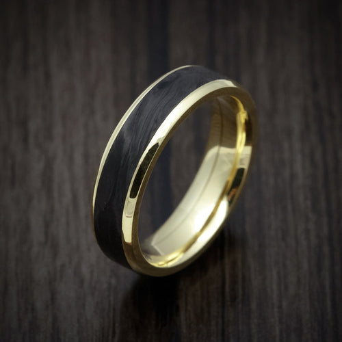 King Edward XV - Yellow Gold Men's Wedding Ring with Forged Carbon Fiber Inlay - view 3 - Nura Lab
