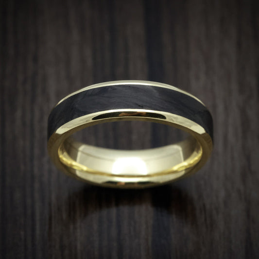 King Edward XV - Yellow Gold Men's Wedding Ring with Forged Carbon Fiber Inlay - view 2 - Nura Lab
