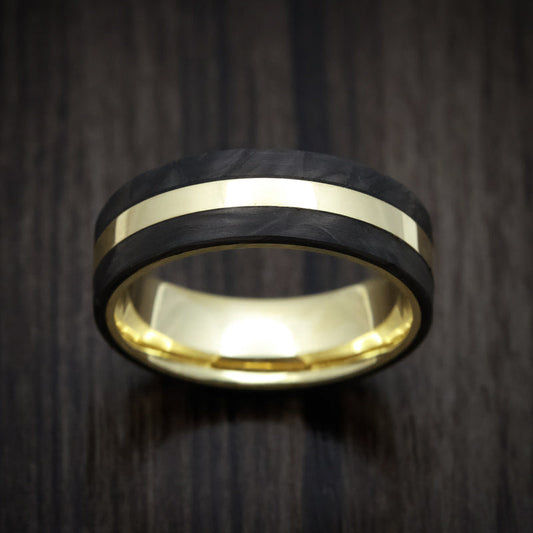 Horizon XV - 18K Gold Men's Wedding Ring with Forged Carbon Fiber Inlays - view 2 - Nura Lab