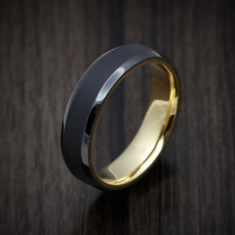 Ironwood XVIII - Black Zirconium Men's Wedding Ring with 18K Gold Sleeve - view 3 - Nura Lab