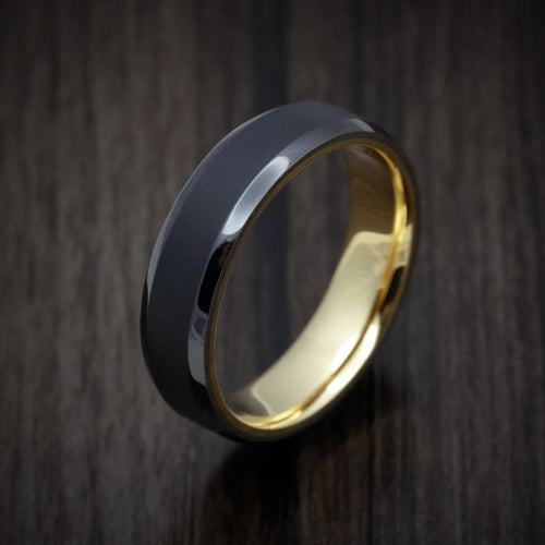 Ironwood XVIII - Black Zirconium Men's Wedding Ring with 18K Gold Sleeve - view 3 - Nura Lab
