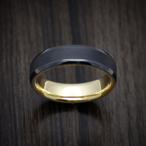 Ironwood XVIII - Black Zirconium Men's Wedding Ring with 18K Gold Sleeve - view 2 - Nura Lab