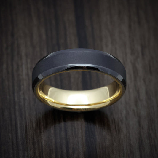 Ironwood XVIII - Black Zirconium Men's Wedding Ring with 18K Gold Sleeve - view 2 - Nura Lab