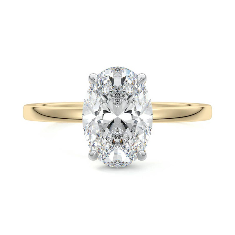 Oval cut solitaire engagement ring with lab-grown moissanite set in gold – Nura Lab New Zealand