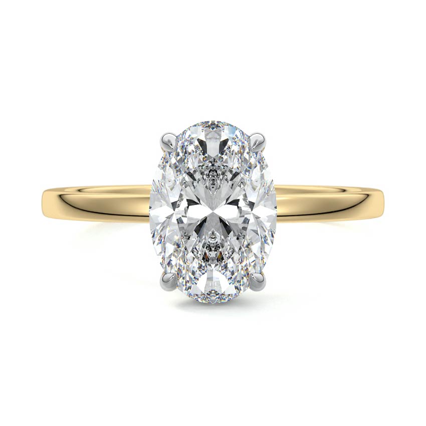 Oval cut solitaire engagement ring with lab-grown moissanite set in gold – Nura Lab New Zealand