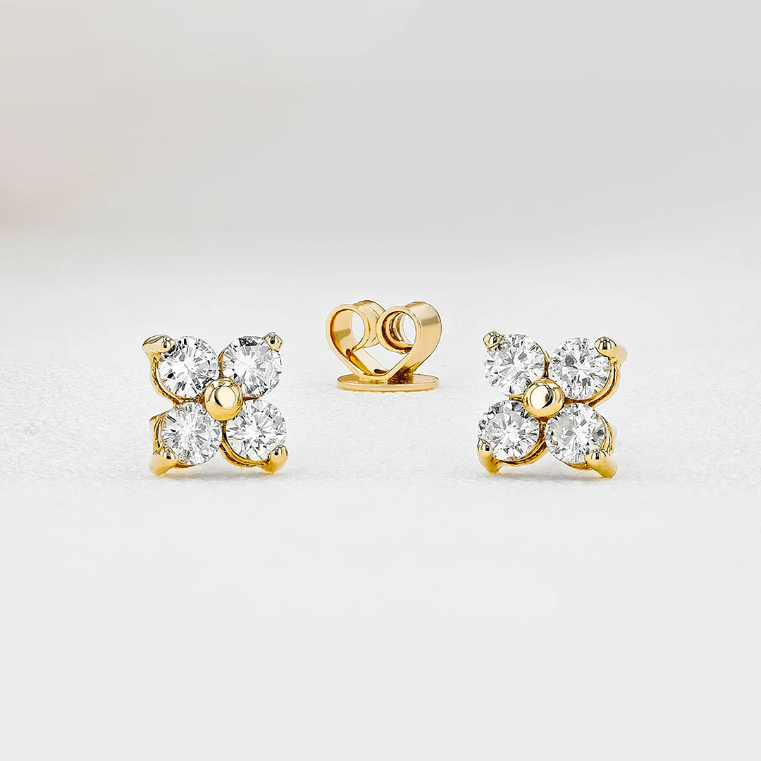 Yuna 4-Leaf Clover Moissanite Earrings by Nura Lab