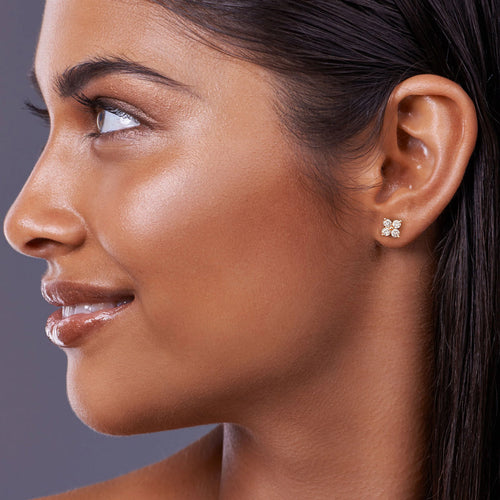 Yuna 4-Leaf Clover Moissanite Earrings by Nura Lab