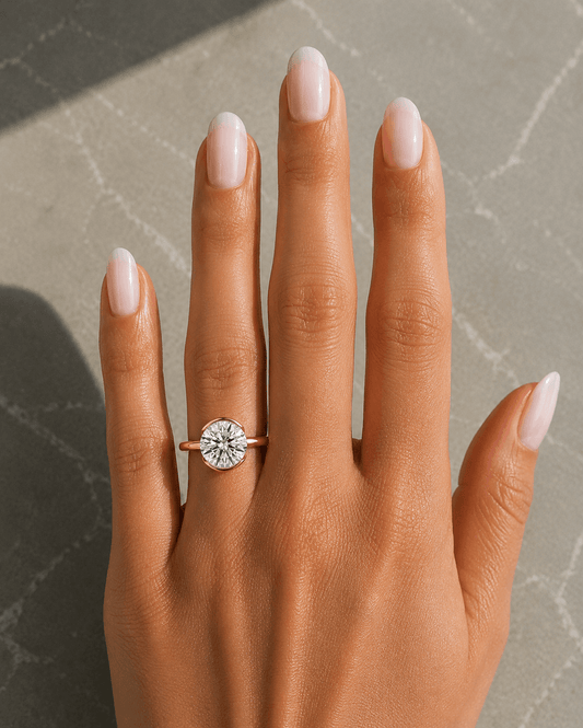 Mary Jay - Half Bezel Round Lab Grown Diamond Engagement Ring