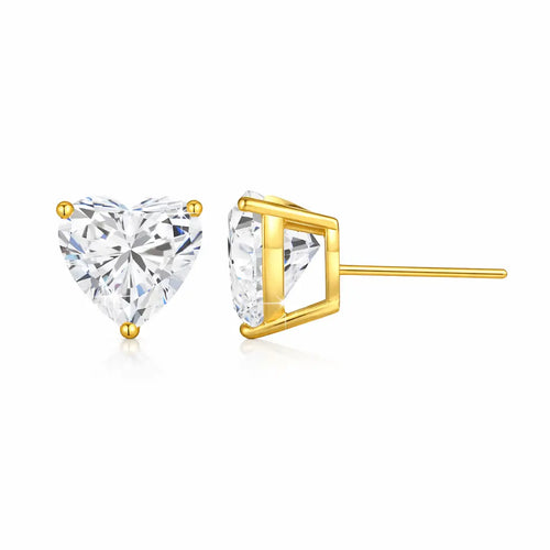 Jane - Heart Shape Stud Moissanite Earrings 14K Yellow Gold Nura Lab
