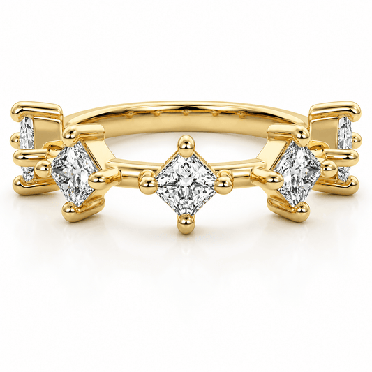 Daisy - Princess Cut Unique Design Lab Grown Diamond Wedding Ring