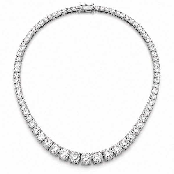 80 Carat Tennis Necklace - Lab Grown Moissanite Round Cut in Silver 925