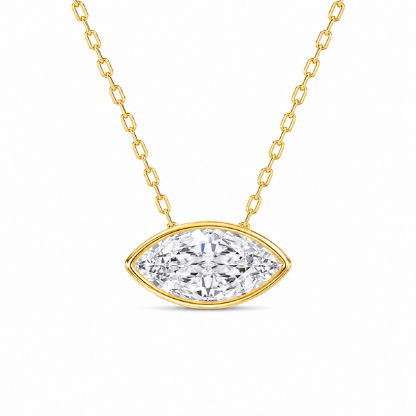Brynn - East-West Marquise Bezel Moissanite Pendant 14K Gold