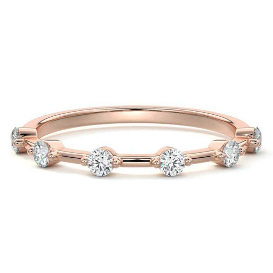 Half eternity wedding band with 6 round cut lab-grown diamonds in yellow, white, rose gold and platinum – Nura Lab Jewellery New Zealand