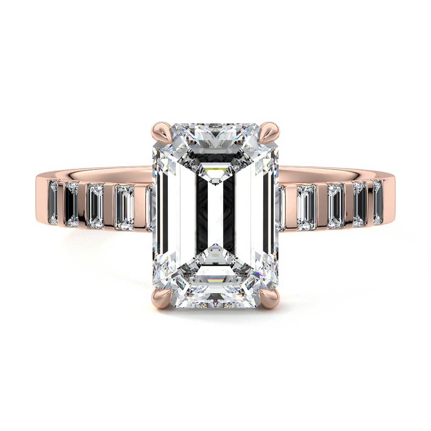 Faith - Unique Emerald Cut Side Stone Ring