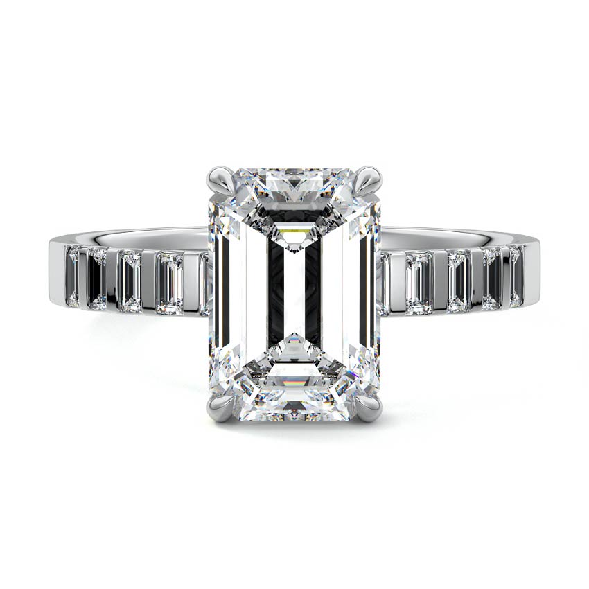 Faith - Unique Emerald Cut Side Stone Ring