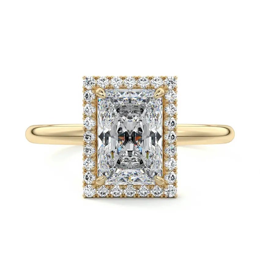 Anne radiant halo lab grown diamond engagement ring in gold by Nura Lab New Zealand